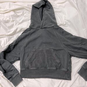 Aerie heavy weight cropped hoodie- charcoal